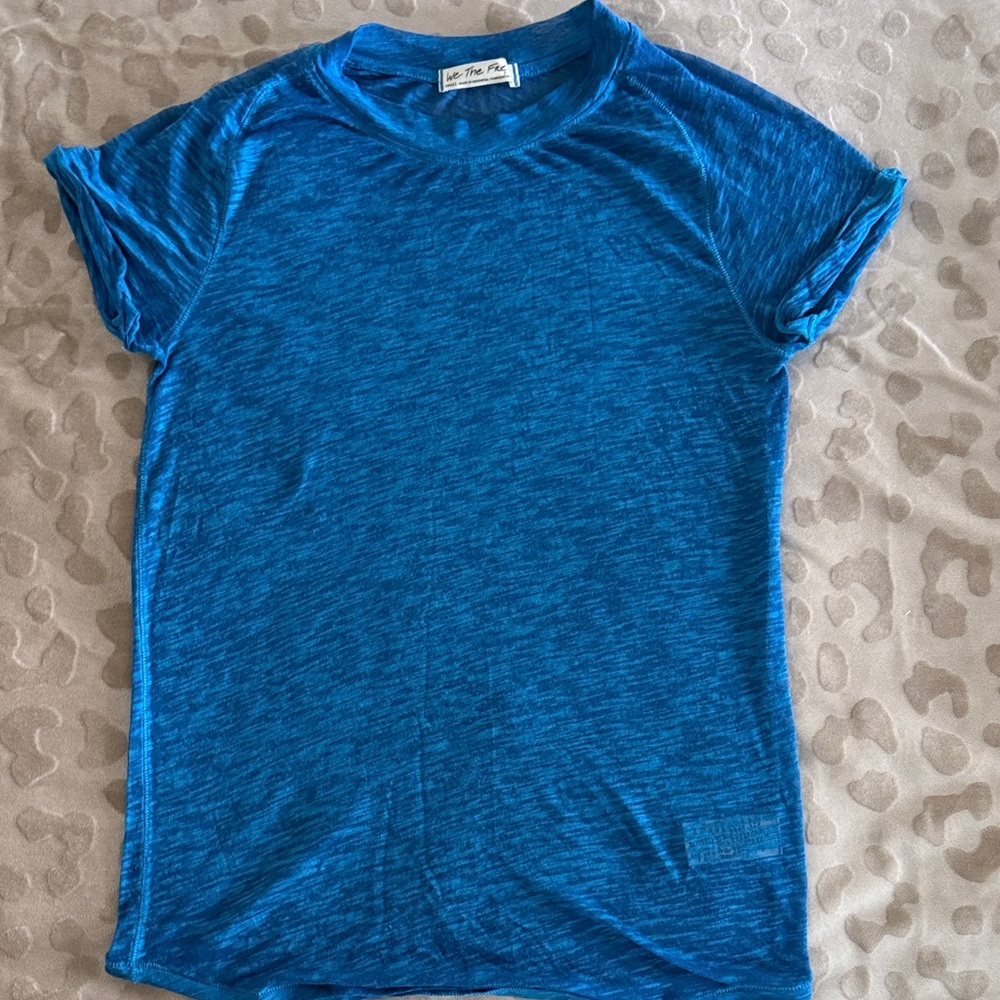 We The Free People Blue Heathered Crewneck Tee - Vie The Fée